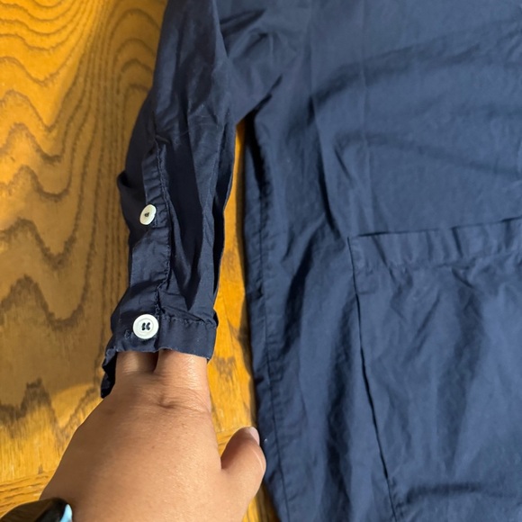 Stefano Mortari Midi Shirt Dress High Low Navy IT 42 or US 6 Lagenlook Artisinal - Picture 10 of 16